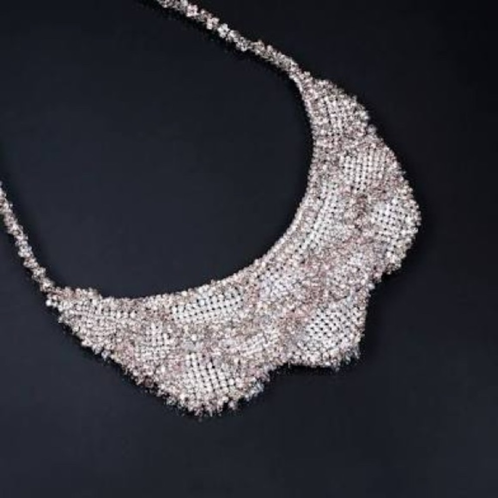 Authentic Swarovski Silver Statement Mesh Necklace - image 2